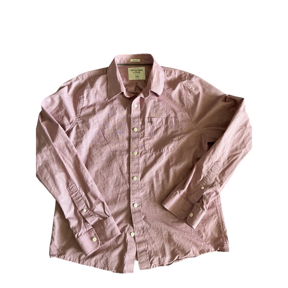 Vintage Abercrombie & Fitch Button Down Shirt Mens XXL Pink Muscle Fit Long SLVE